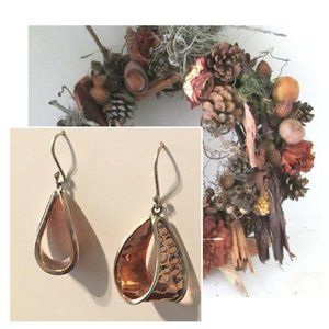 Hammered Copper and Silver Earrings